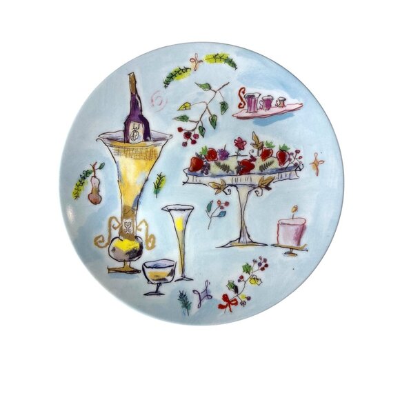 CRATE & BARREL Diane Bigda RSVP Dessert‎ Lunch Salad Appetizer Plates Set of 2 - Picture 3 of 5